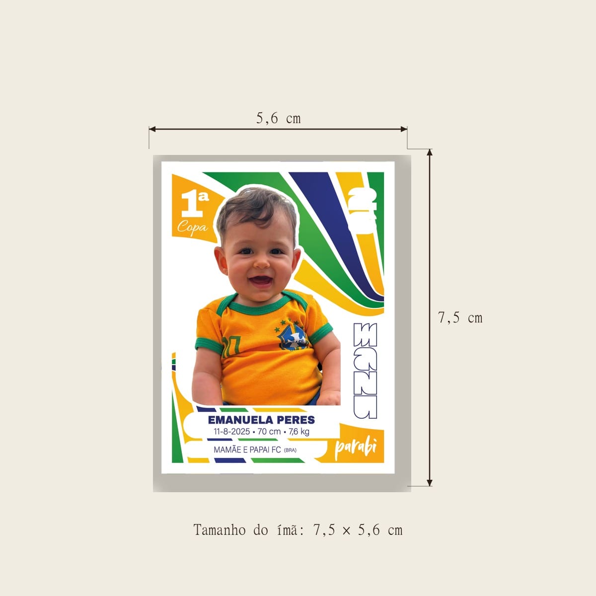 Tamanho do ímã: 7,5 × 5,6 cm